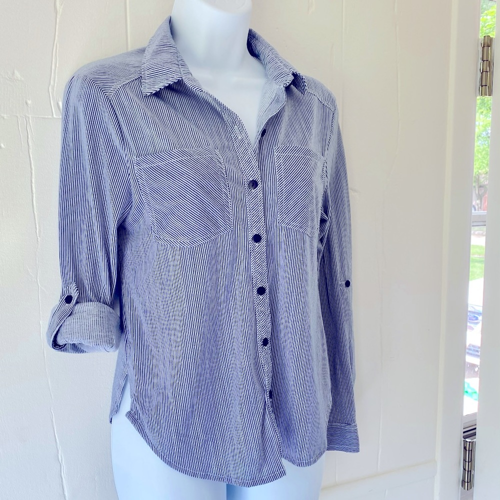 Daytrip Navy Striped Button Down